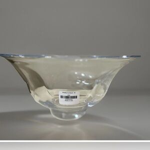 Simon Pearce Clear Glass Crystal Shelburne Pedestal Medium Bowl Signed